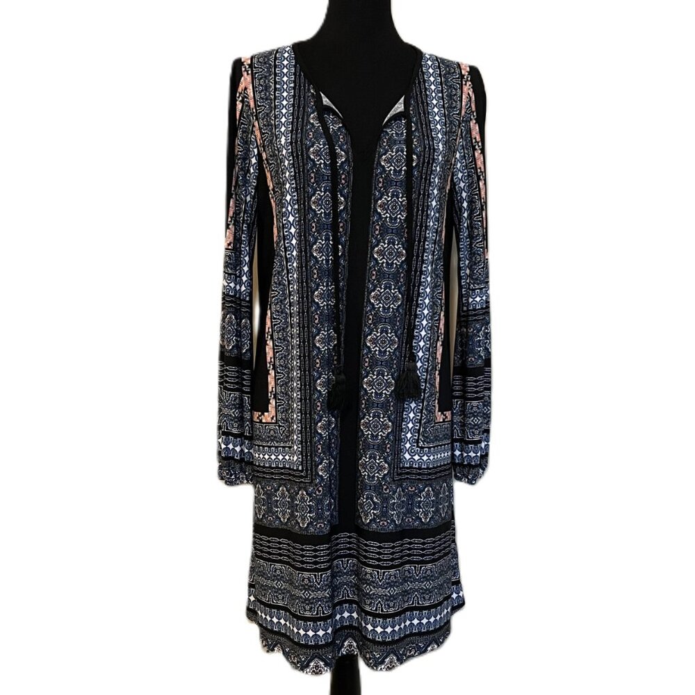 Cato Black Slit Sleeve Boho Dress - Size L